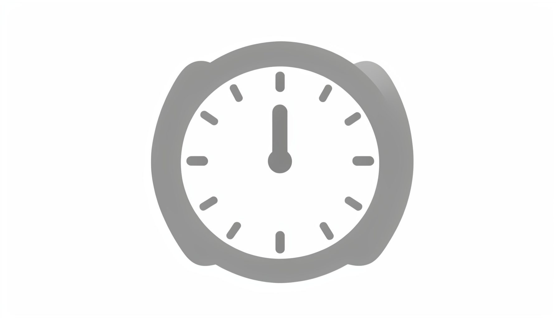 Simple flat icon of a clock showing 24 hours, grey tones