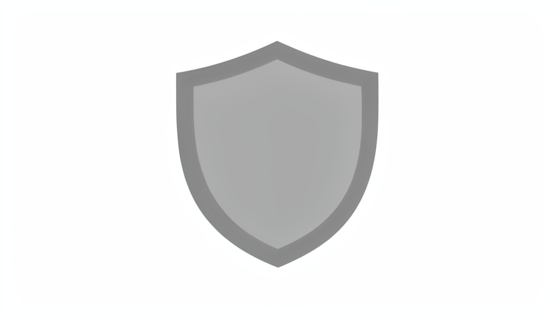 Simple flat icon of a shield symbolising a satisfaction guarantee, grey tones